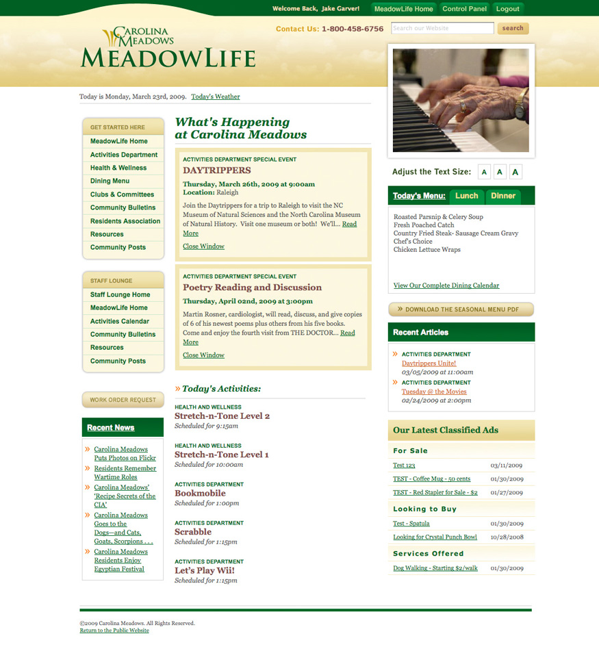 Carolina Meadows Community Page