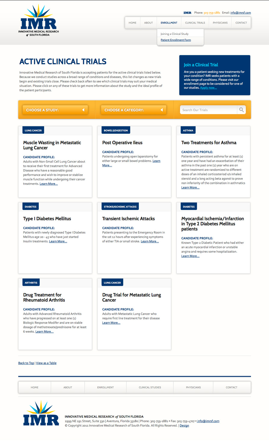 Innovative Medical Research Trials Page