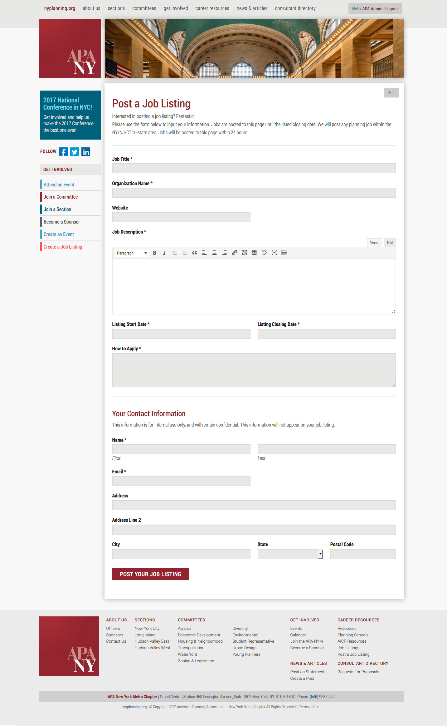 APA NYM – Job Listing Page